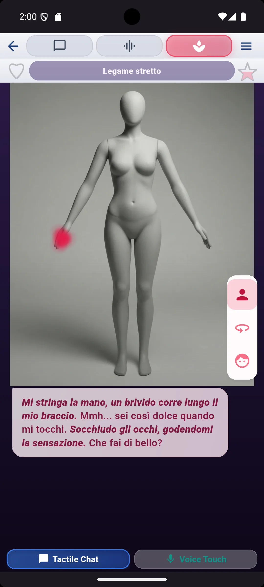 Climaxoid chat tattile: tocca l'avatar e ottieni reazioni IA immediate